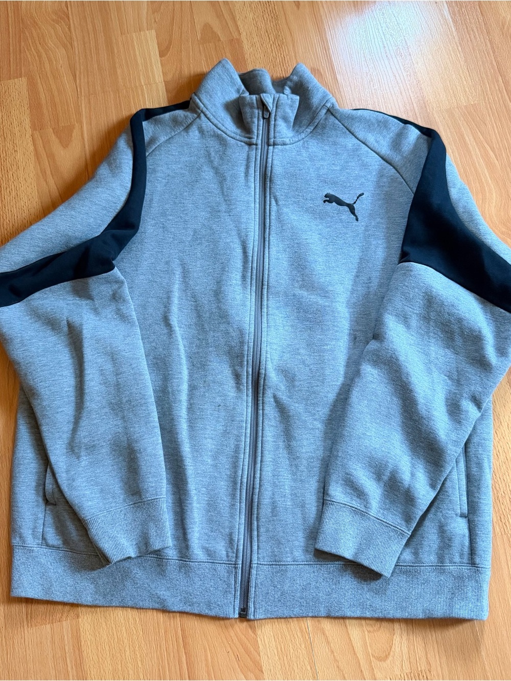 Puma Gray Full-Zip Performance Jacket with Black Accents